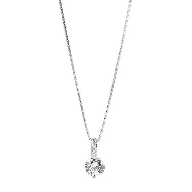 925 Sterling Silver Neck Choker Chain Round Zircon Pendants Necklaces Women Jewelry Exquisite Elegant Charms AccessoriesXJ251104