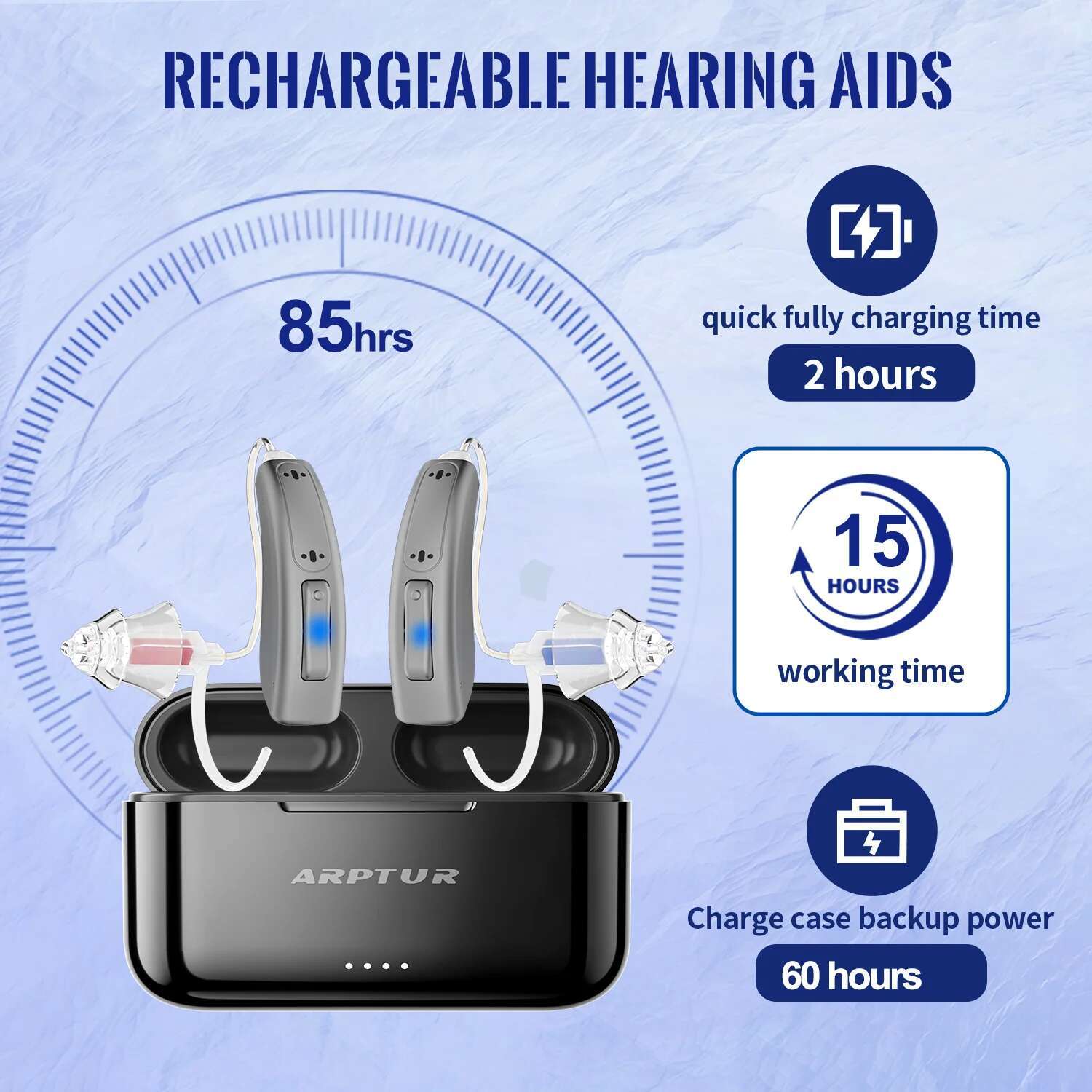 Bluetooth Hearing Aids for Seniors Rechargeable with Noise Cancelg APP Control Self-Fitting Wireless Music Stream Hand-free