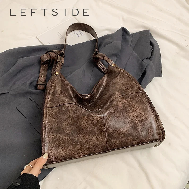 LEFTSIDE PU womens leather shoulder bag Y2K Korean fashion trend retro womens cross body bag womens handbag and wallet 250402