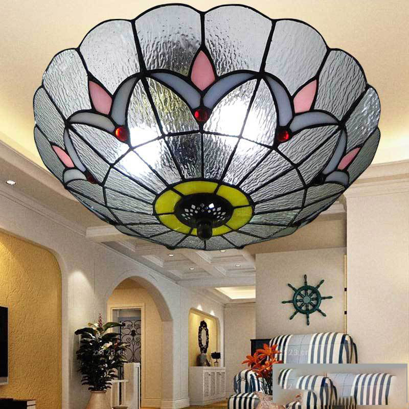Modern and Vintage Inspired 25/30/40/50/60 cm LED Ceiling Light - Tiffany Style Flush Mount for Bedroom and Lounge Decoration