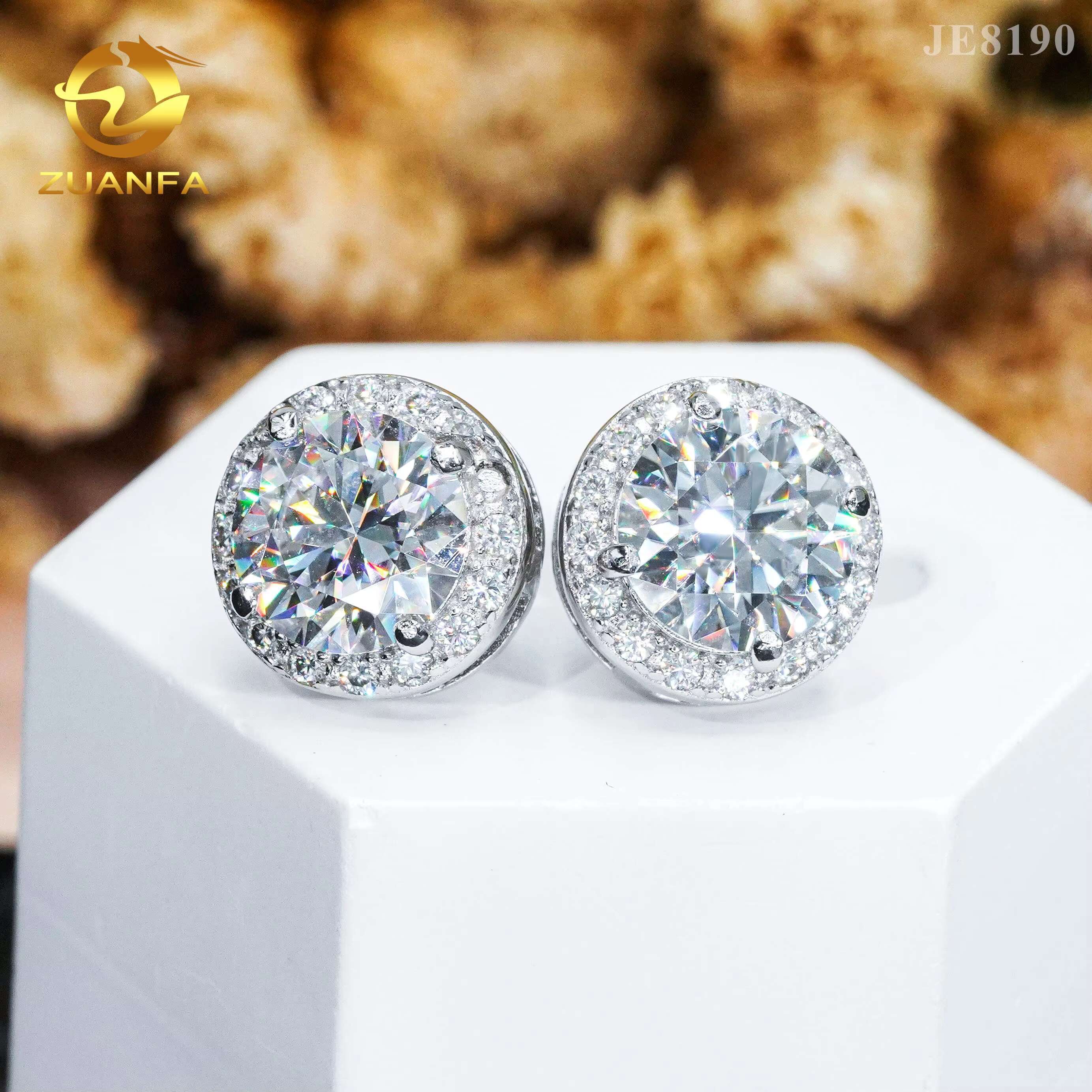 Pass diamond tester s925 sterling silver gold plated shining earring studs screw back women men vvs moissanite earring stud