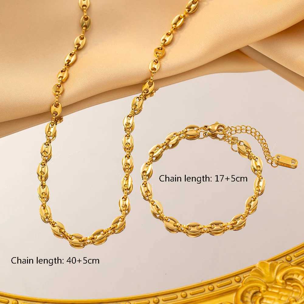 316L Stainless steel coffee bean Chain Necklace Cute pig nose chain bracelet Punk Hip Hop DIY jewelry Handmade necklaceXJ251104