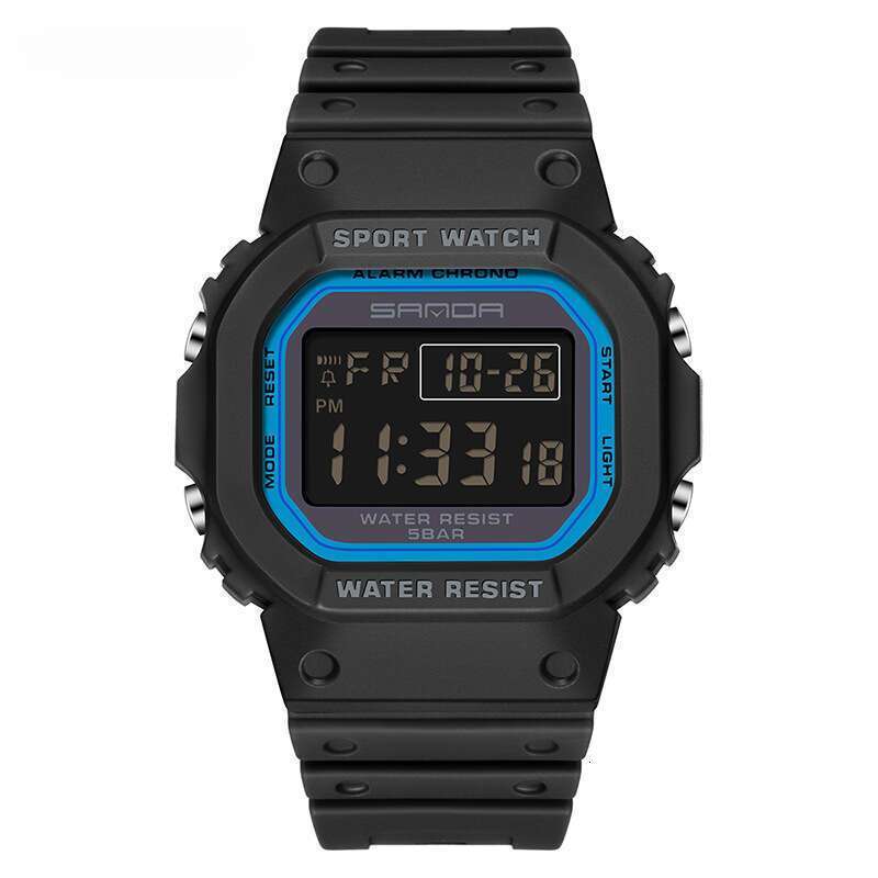 DHwatches Sanda Square Single Display Electronic Watch Multifunctional Alarm Clock Luminous Outdoor Sports Waterproof Student Wristwatch
