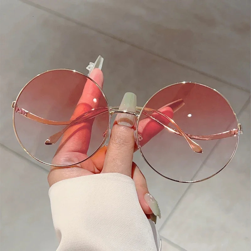 KAMMPT oversized circular sunglasses for women 2024 retro gradient shadow trend fashion n 250325