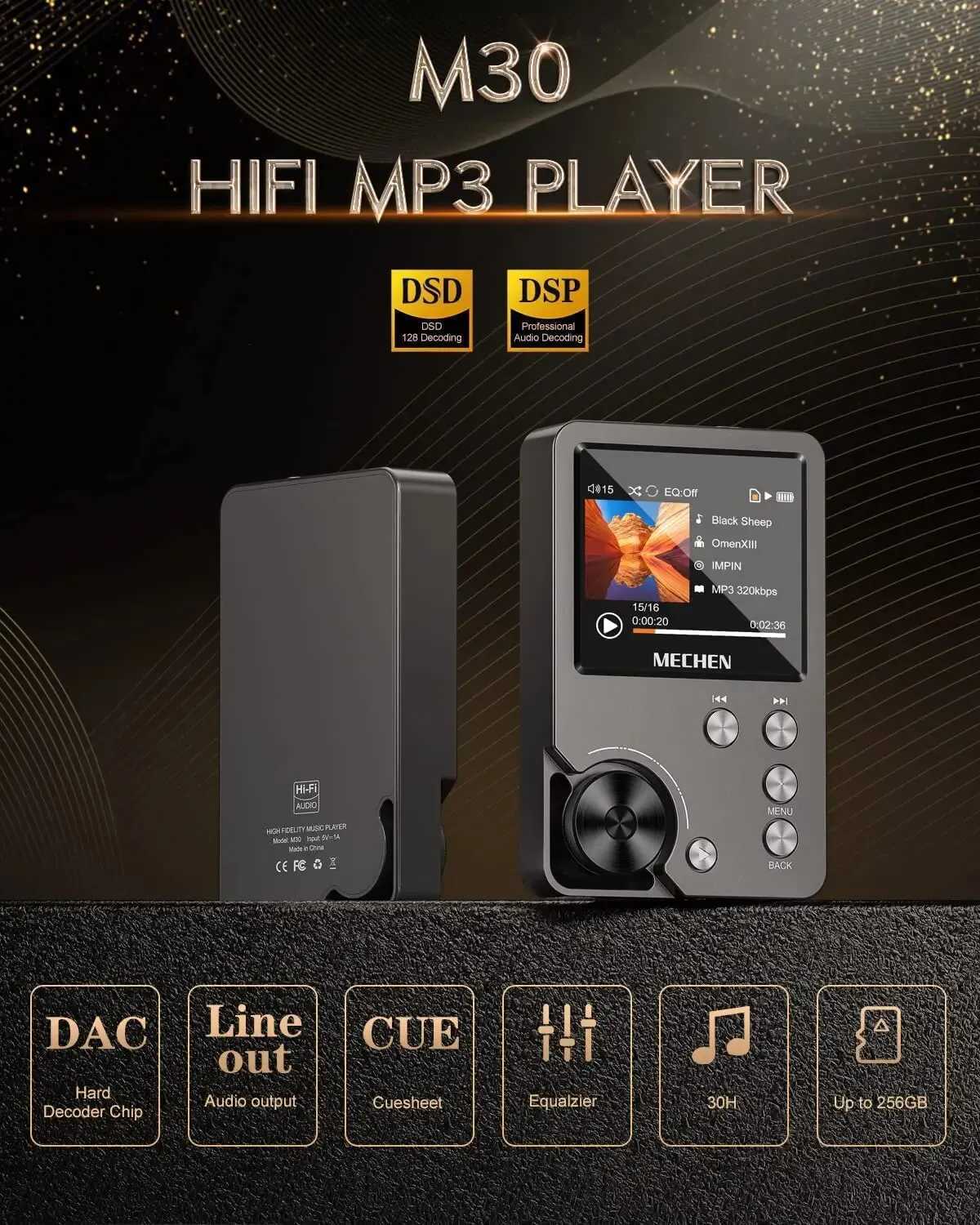 High quality lossless MP3 player/MECEN-M30/HiFi/64GB memory card supports up to 256GB Z250403