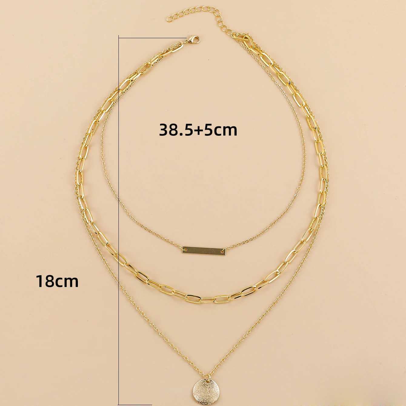 Vintage Gold Plated Round Coin Pendant Neckalce for Women Multi-Layer Chain Choker Necklaces Femme Collares Punk JewelryXJ251104