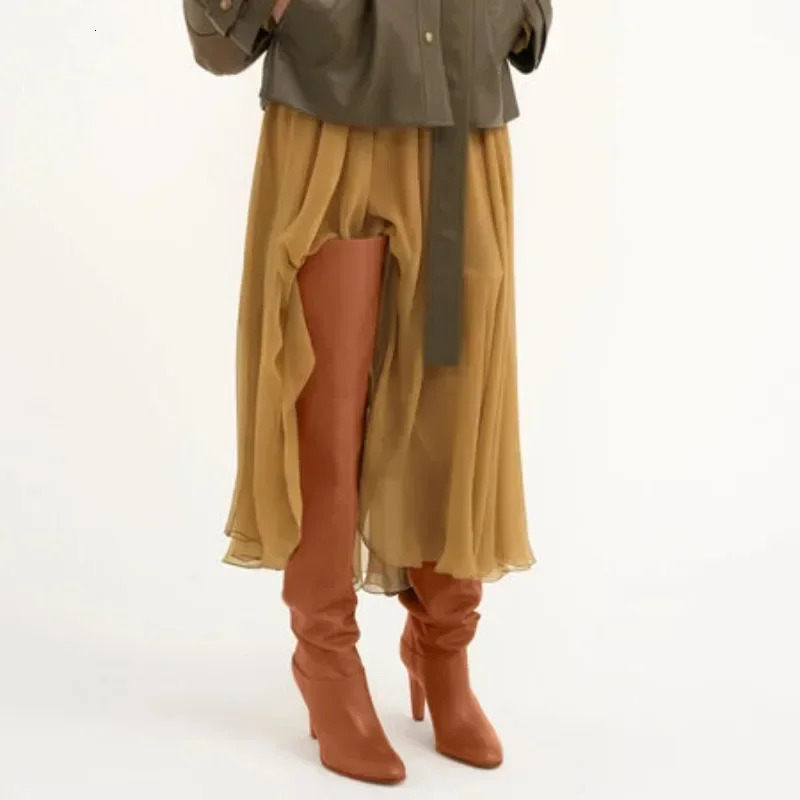 Womens Thick High Heels Knee High Boots Autumn and Winter Round Toe Thigh Boots 3446 Plus Size Fashionable Womens Boots 251031