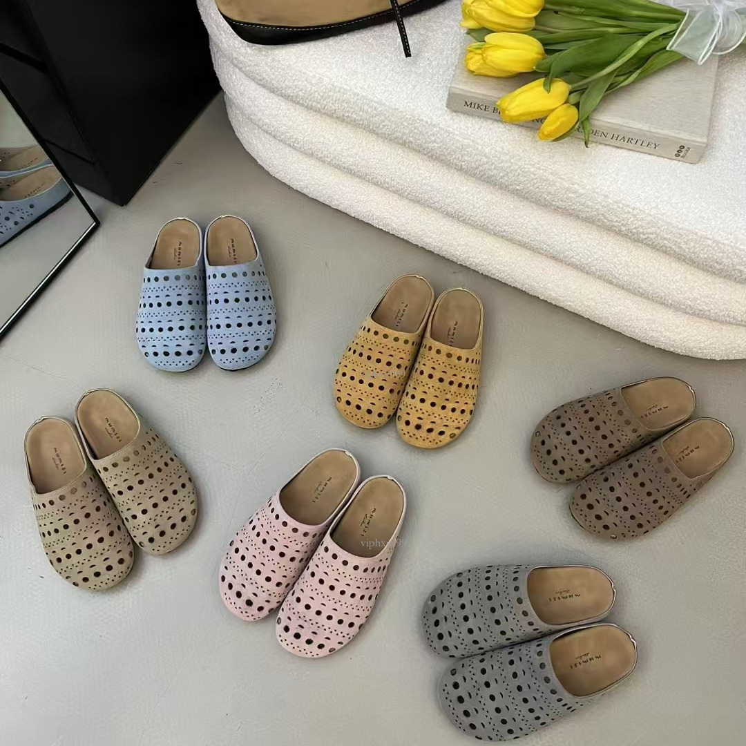 New Designer Sandals Niche Carved Flower Hollow Lazy Person's Half Slippers Women's Outdoor Wear Breathable Thick Sole Comfortable And Fashi