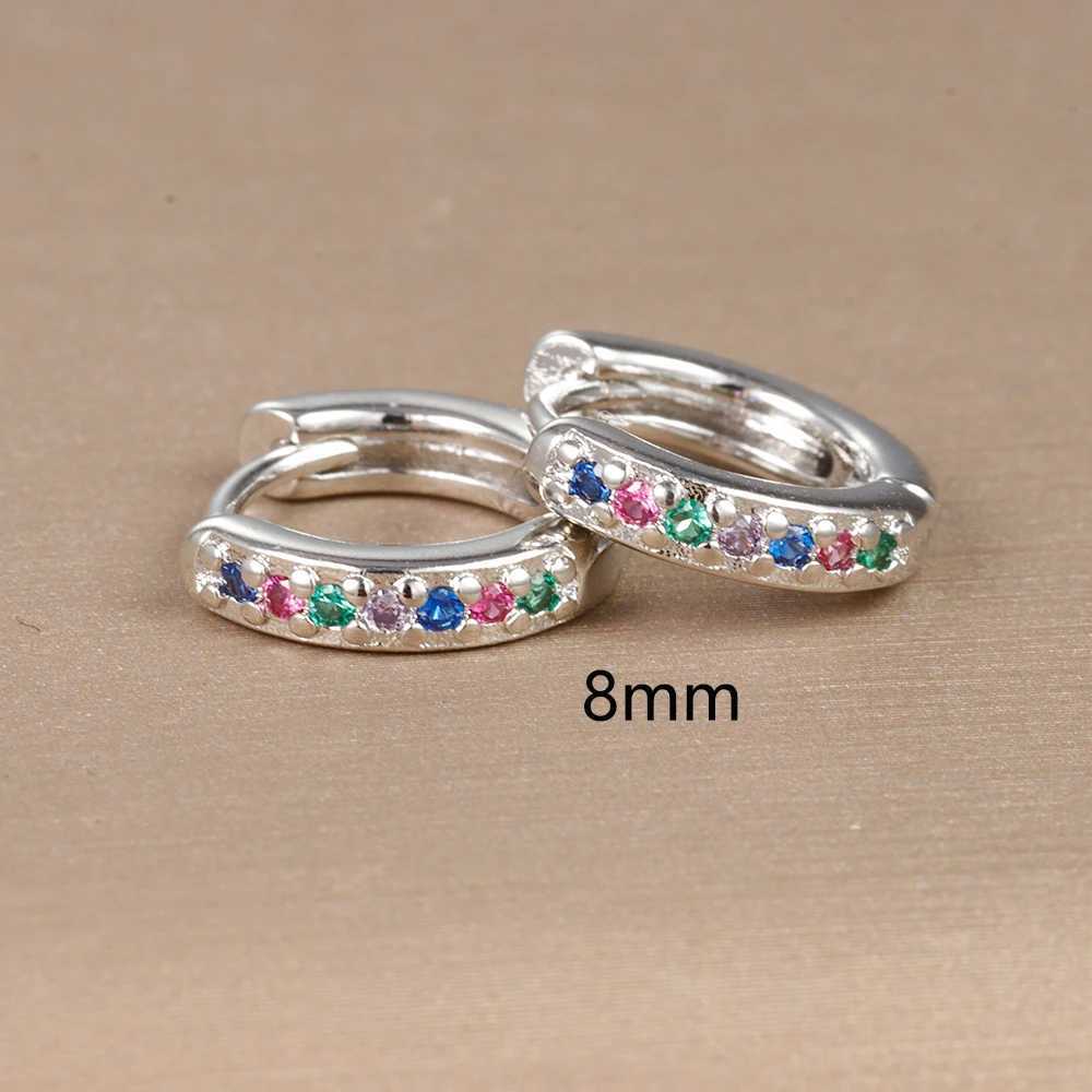 2pcs Stainless Steel Minimal Hoops Earrings for Women Round Circle Punk Helix Tragus Rainbow CZ Huggie Earring Piercing Jewelry Z250403