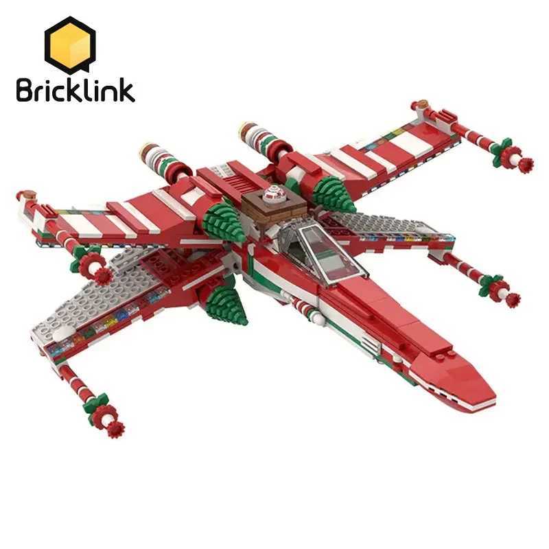 Bricklink MOC Ideas Space Wars Spaceship Wings Fighter Christmas Version 4002019 Aircraft Building Blocks Toys For Children GiftW251103