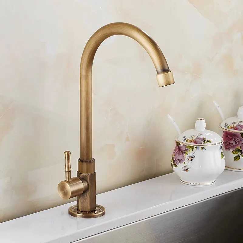 Cold Kitchen Sink Faucet Antique Bronze Finished 360 Degree Single Hole Water Tap Cooper Kitchen Tap ELK12 Y251104