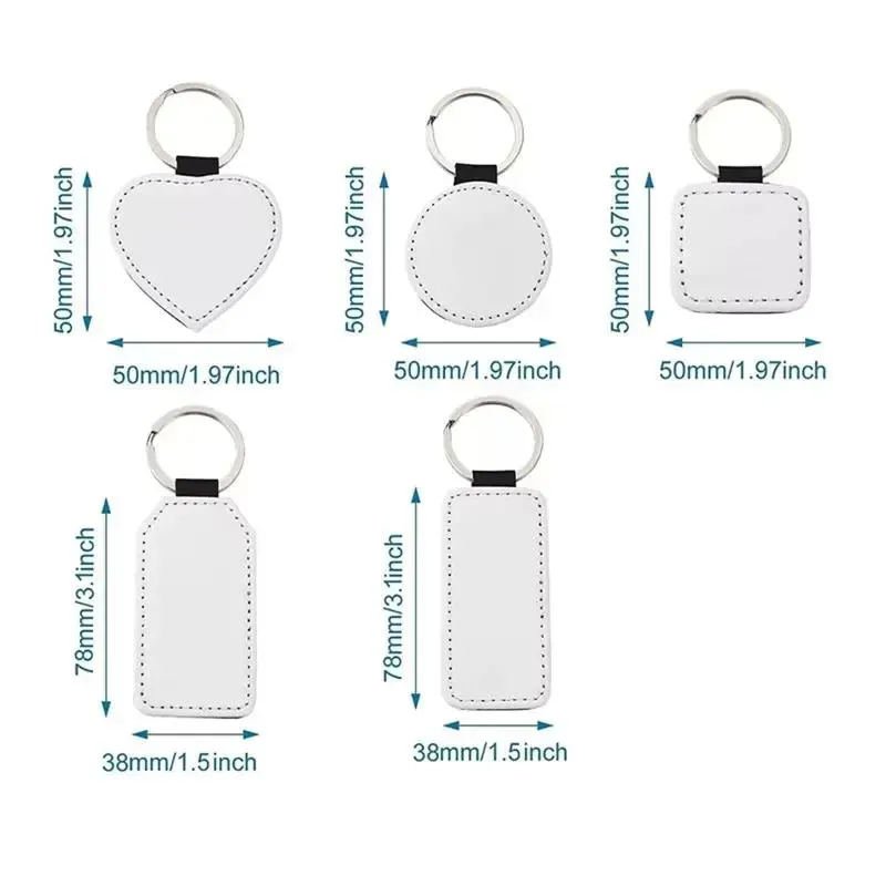 Sublimation Blanks PU Leather Keychains for Heat Transfer Printing Christmas Keyring DIY Party Supplies Z 4.1-2