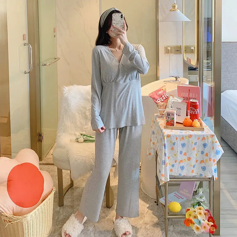 Pregnancy breastfeeding clothing spring and summer maternity pajamas womens postpartum sets home clothing maternity care pajamas 250402