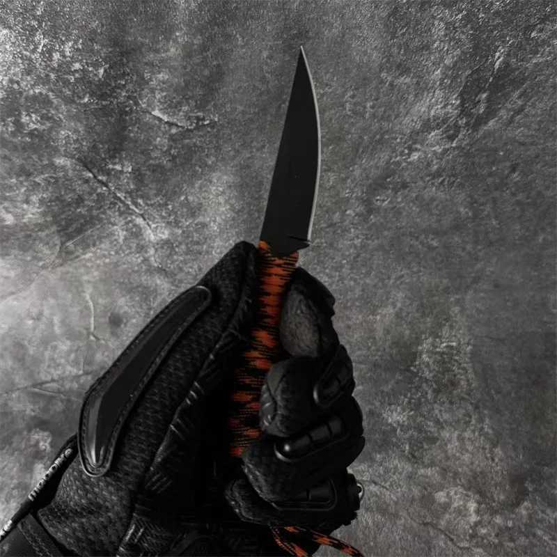 MKC Mini Straight Knife Nylon Rope Handle 440C Blade Outdoor Camping Adventure Fighting Portable Multi purpose Knife Mens GiftT250402