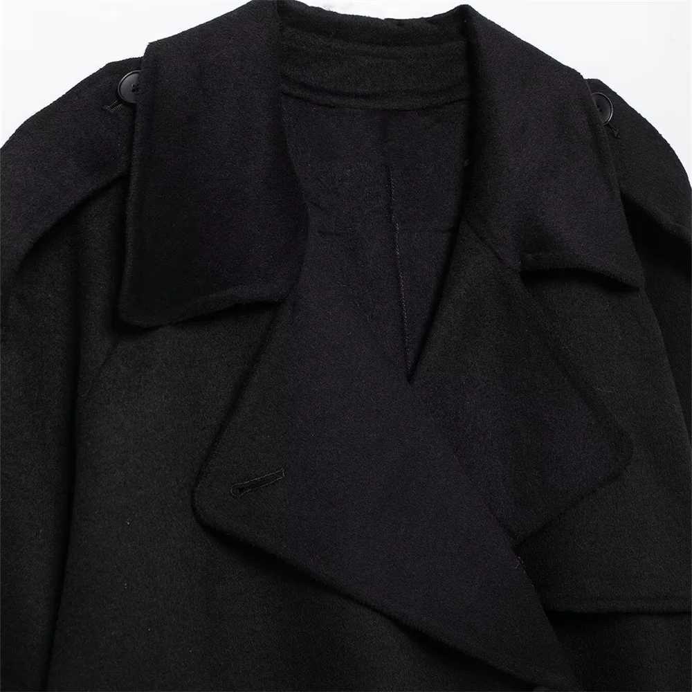 Double breasted Solid Color Short Coat AutumnWinter New Collection Collar Long Sleeve Casual Coat J251103