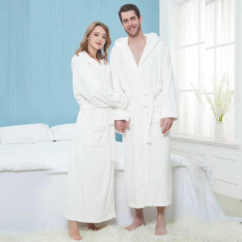 Men Bathrobe Winter Hooded Extra Long Thick Warm 100 Cotton Mens Robe Luxury Kimono Bath Robe Sleepwear Male Dressing Gown C251104