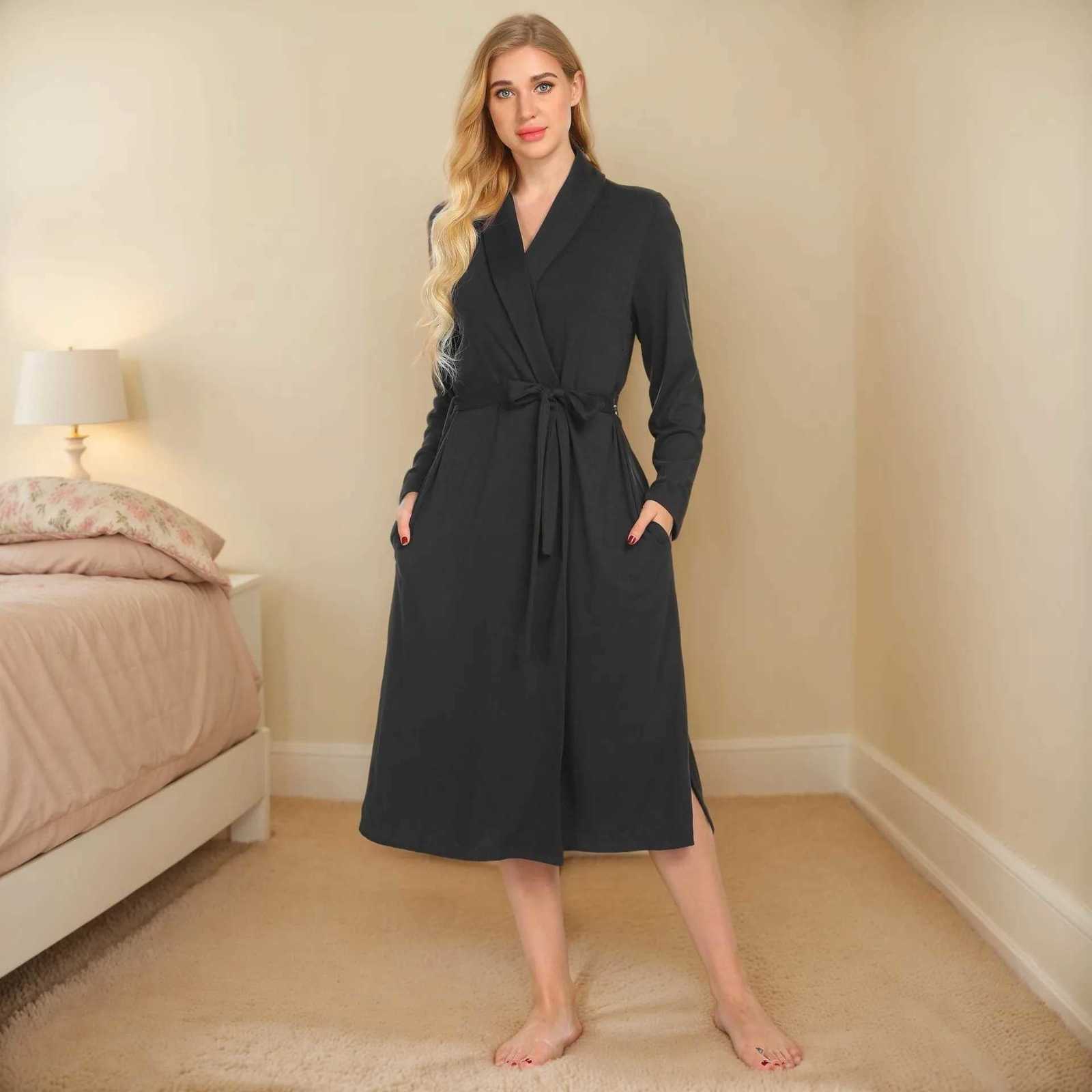 Pyjamas Women Nightgown Autumn Bathrobe Full Sleeve Casual Home Lace Up Shower Robe Loungewear Sleepwear Lace Up Dressing Gown C251104