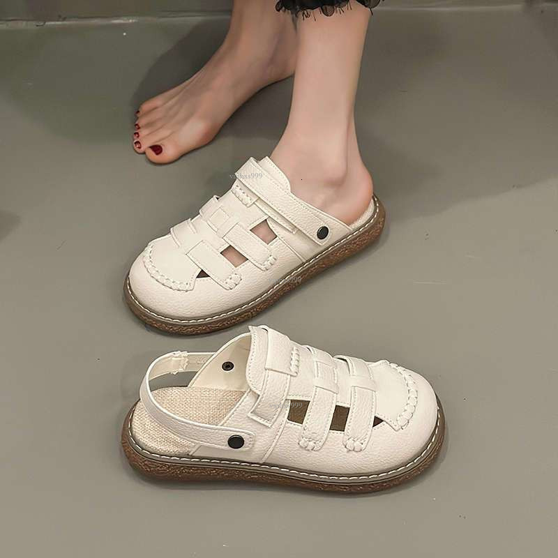 New Designer Sandals With Free Shipping Baotou Sandals Women's 2025 Two Wear Thick Half Slippers Flat Soft Sole Versatile Casual Comfortable Sing