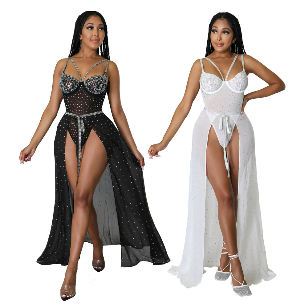9208 womens hot diamond suit fashion sexy suspender Jumpsuit skirt two piece set