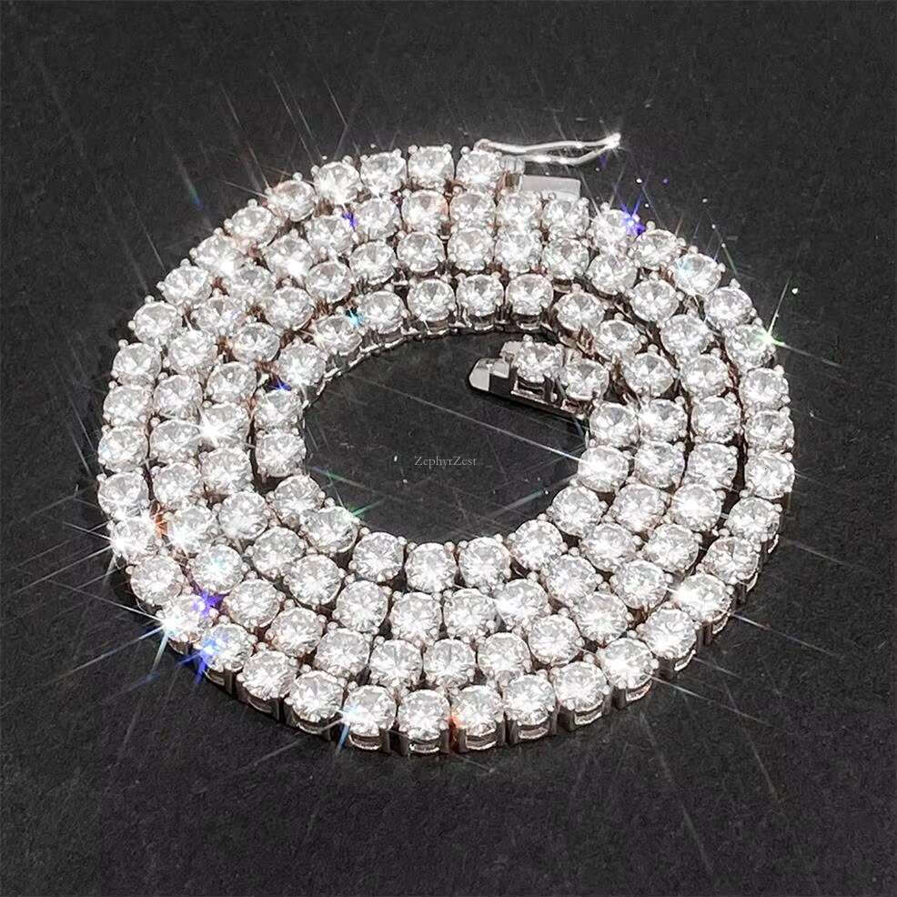 Hip Hop Popular Jewelry Iec out 5A Zircon Dia Gold Plated Sier Round Tennis Chain Necklace for men