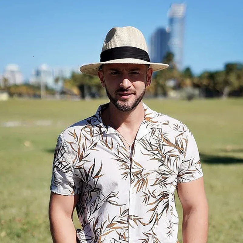 XL Big Head 63CM Summer Beach Woven Sun Hats Men Women Plus Size Jazz UV UPF 50 Sun Protection Travel Panaman Straw Hats Unisex 250326