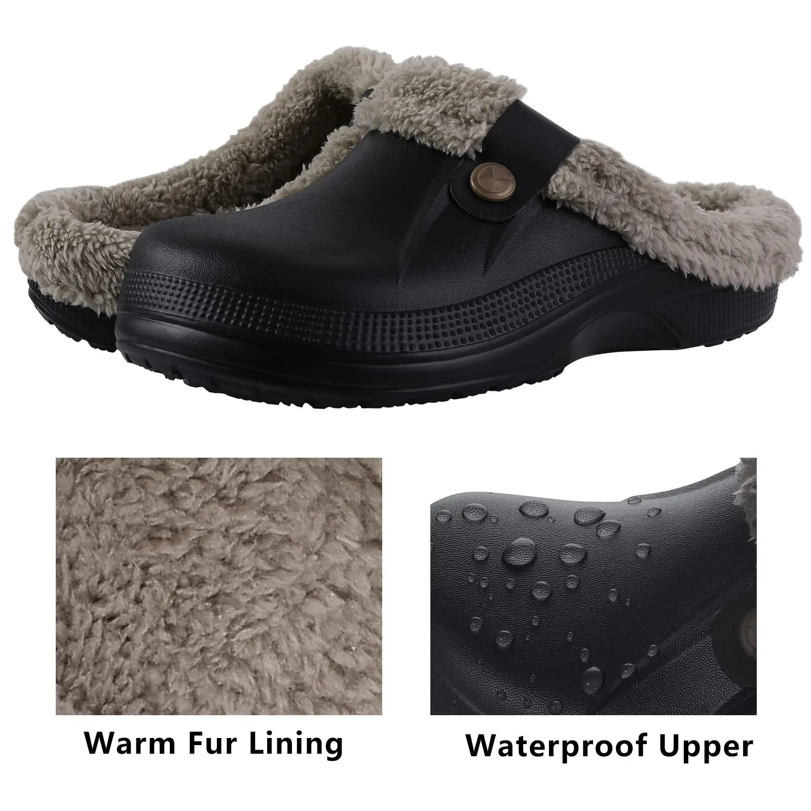 Comwarm Fuzzy House Slippers For Women Men Winter Waterproof Garden Shoes Soft Plush Slippers Outdoor Warm Furry Clogs Slide 250402