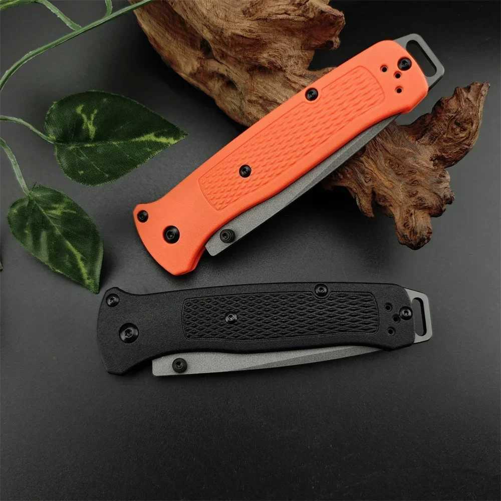 Bailout 537 Outdoor Tactical Knife Survival Knife 3.34-inch Tanto Sharp Blade Black/Orange Nylon Fiber Optic Handle with Pocket ClipT250402