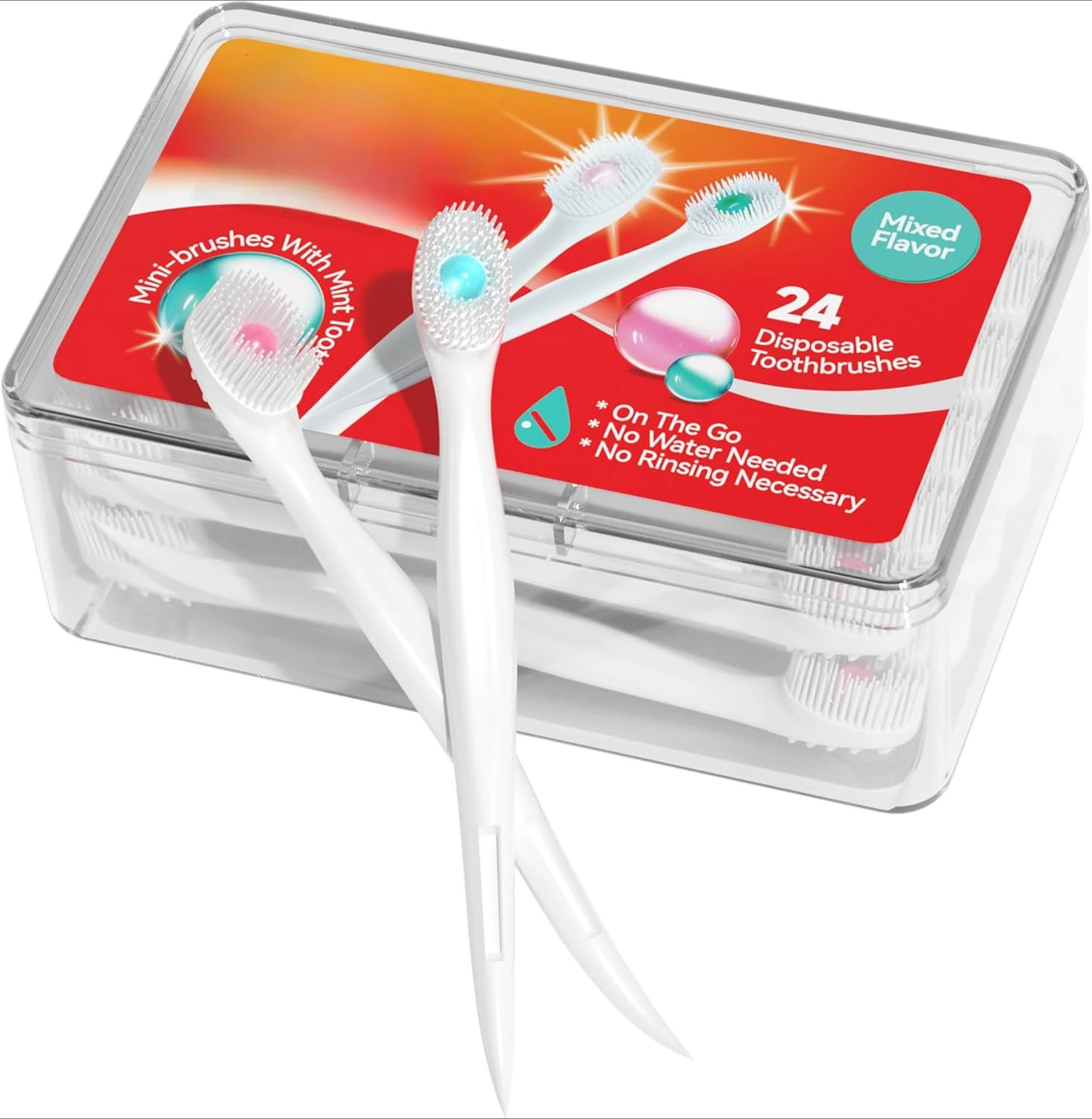 Mini disposable toothbrush with dental pads available for work or travel 24 units mixed flavors 1 pack 250325