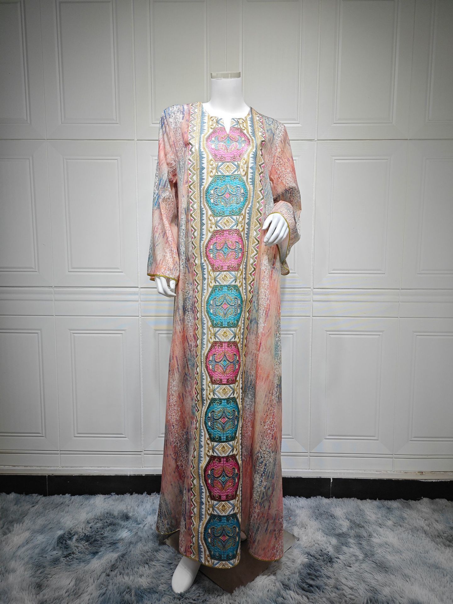 Plus Size VONDA Party Maxi Dress Women Bohemain Long Puff Sleeve Casual Printed Vintage Sundress Loose Fashion Party Robe 240827