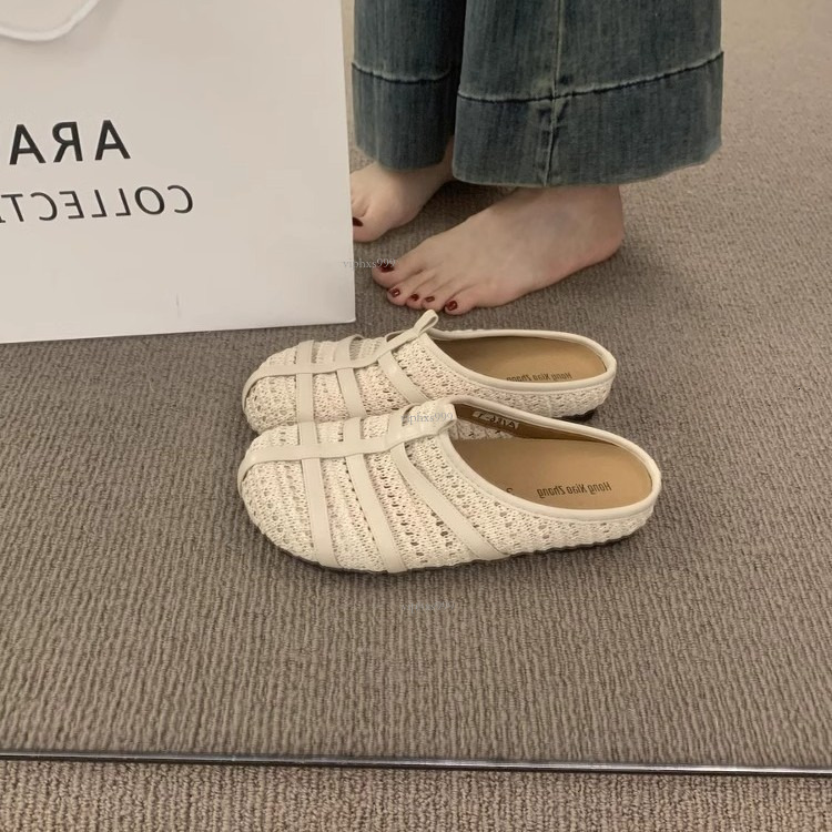 New Designer Sandals With Free Shipping Summer New Fashionable Woven Roman Sandals With Simple And High-end Genuine Leather Hollow Out Outer Half Drag