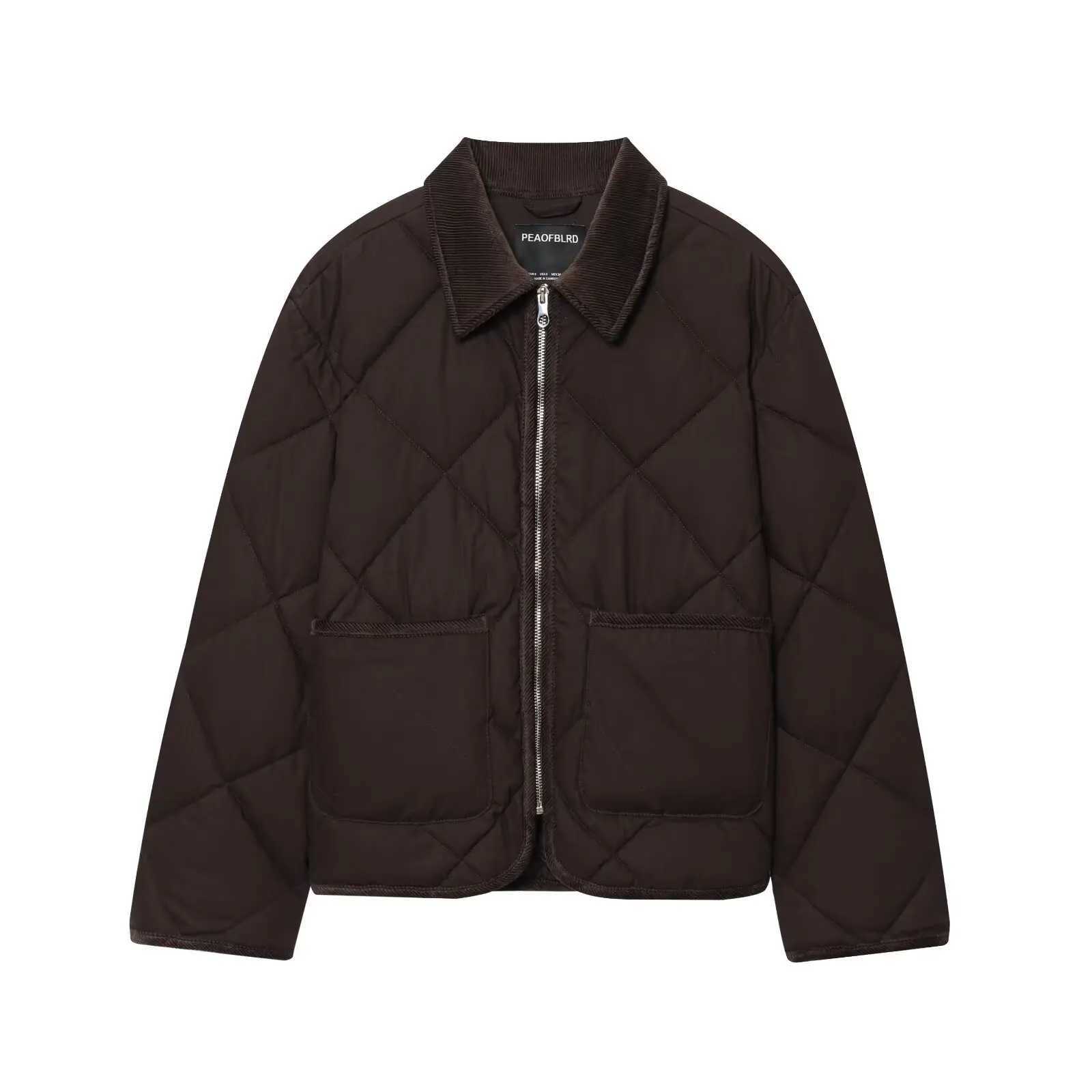 BSAY autumn new womens clothing 2025 fashion simple solid color lapel long sLeeved pocket loose grid shirt jacket J251103