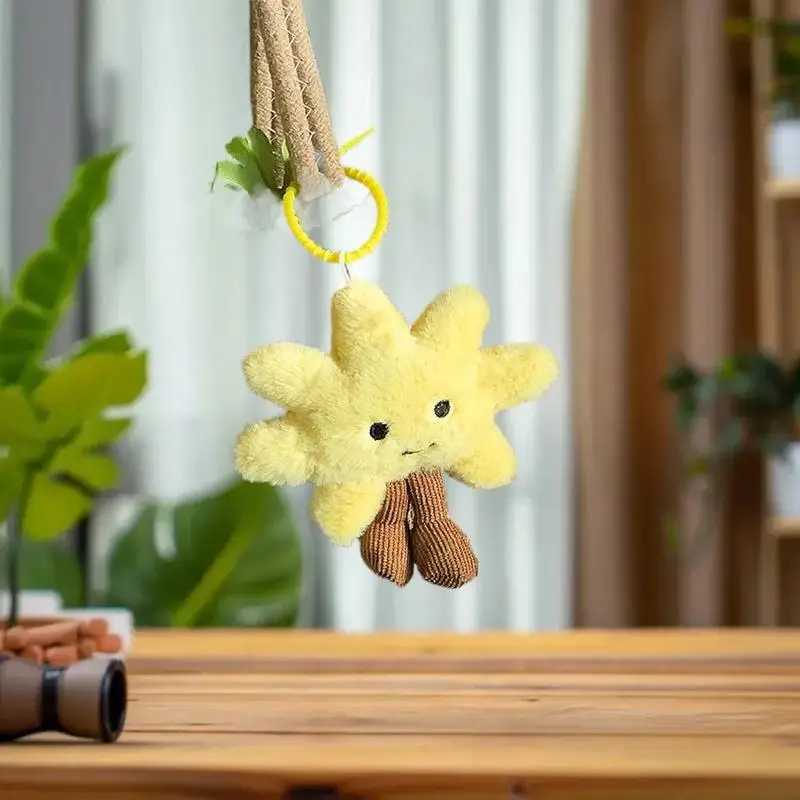 Plush Yellow Sun Couples Keychain Cartoon Stuffed Doll Keychain for Bags C251104
