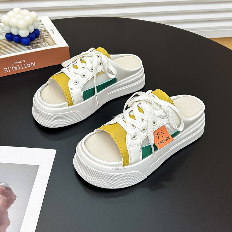 New Designer Sandals With Free Shipping 2025 Summer New Half Slippers Outsiders Casual One Step Lazy Slim Sole Small White Shoes For Women