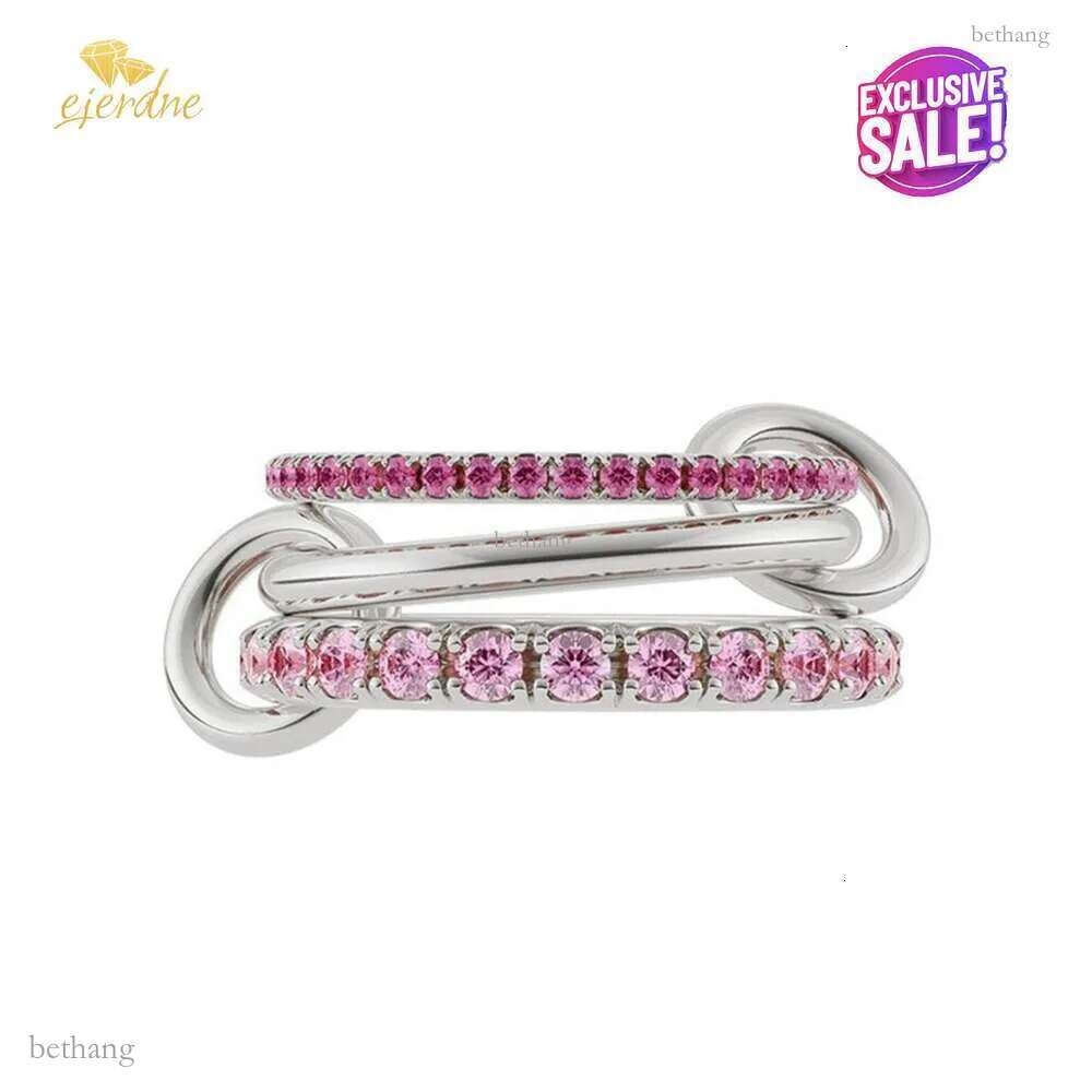 Link Rings for women Spinelli Kilcol sterling sier ring 18k yellow gold brand designer jewelry stacking ring pink Diamond Ring luxury ring