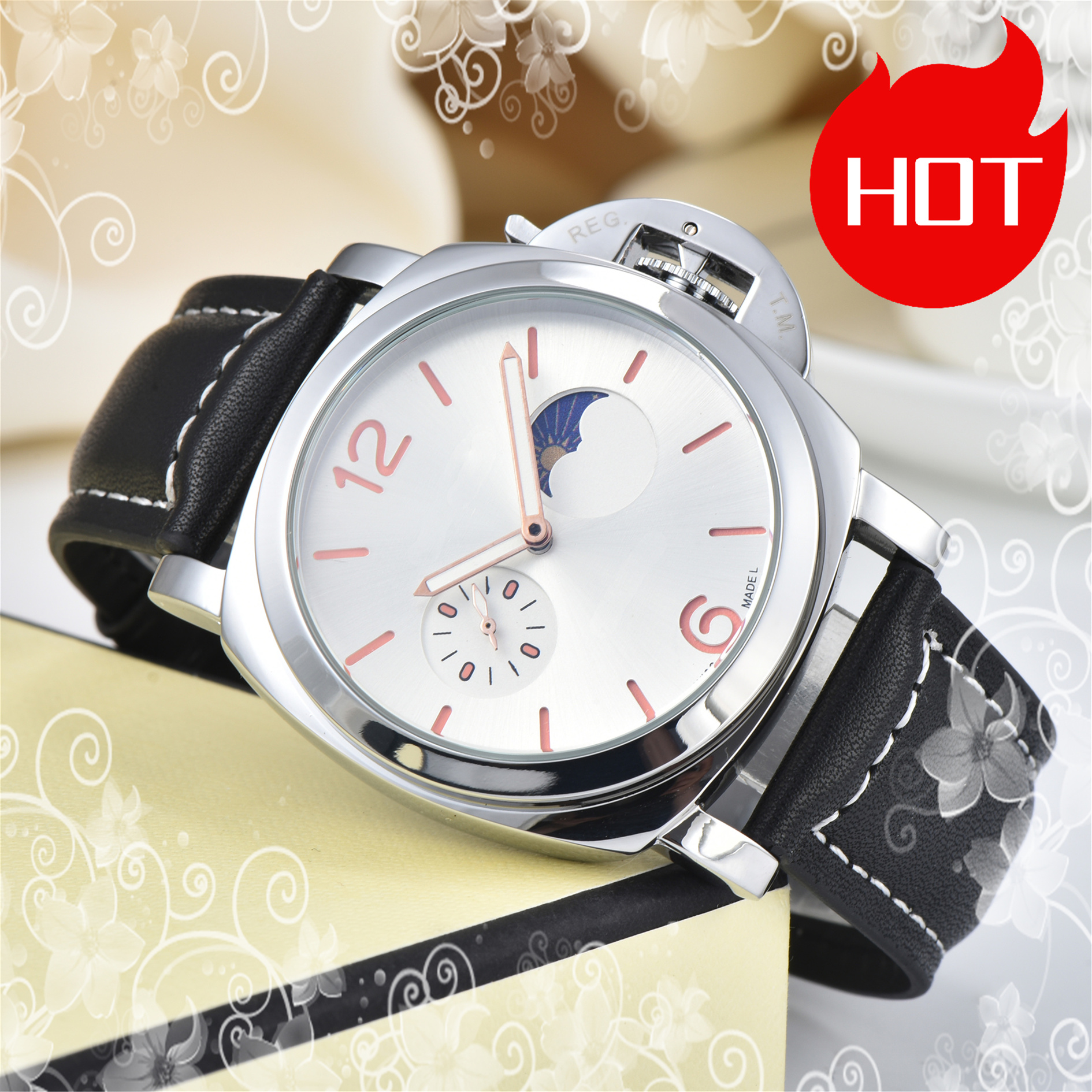 MEN Fashion PANERAIity LUMINORity Quartz Wrist Watches bell mechanical wristwatches High Quality Luxury Brand Chronograph Clock stainless steel Belt #311