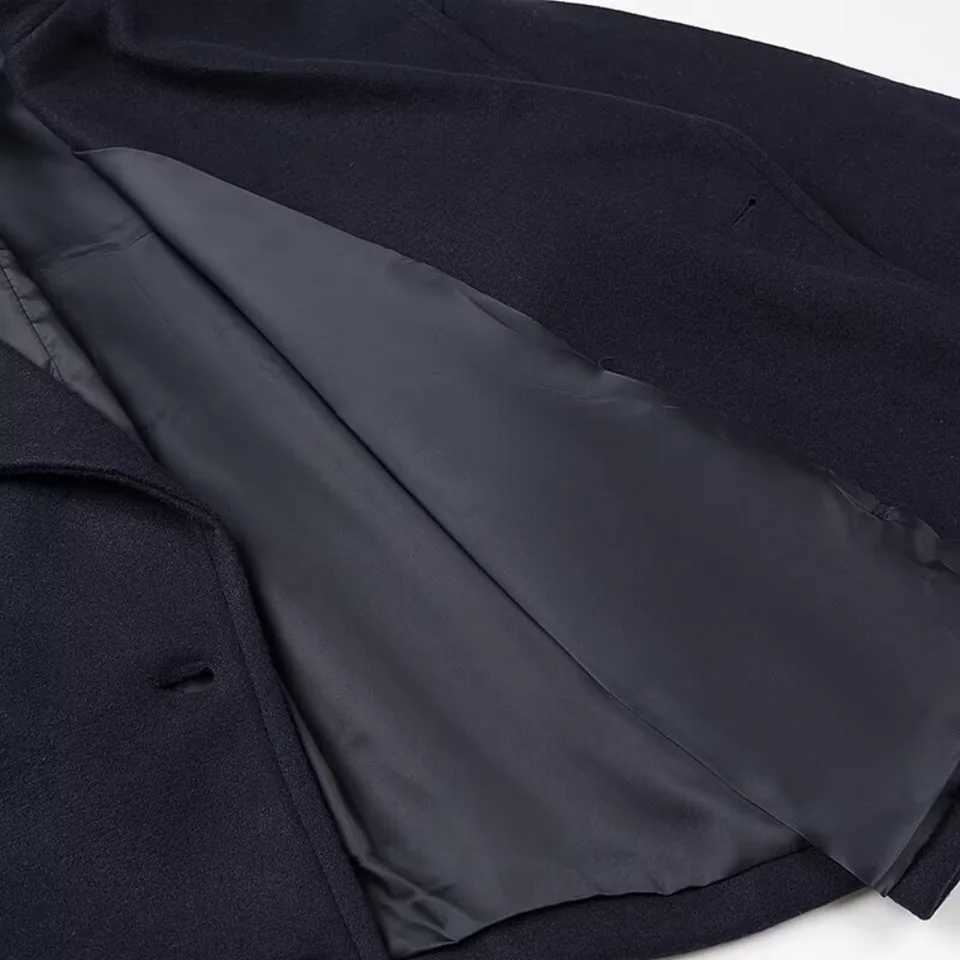 womens loose fitting collar jacket with long sleeves and button pockets autumn and winter new style temperament woolen J251103