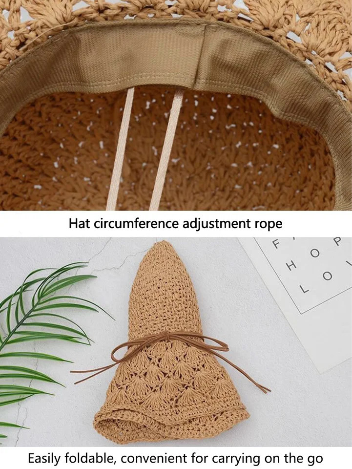 Women Summers Straw Hat Handmade Fashion Bowknot Foldable Sunscreen Panama Wide Brim Outdoor UV Sun Portect Beach Cap Girl 250326