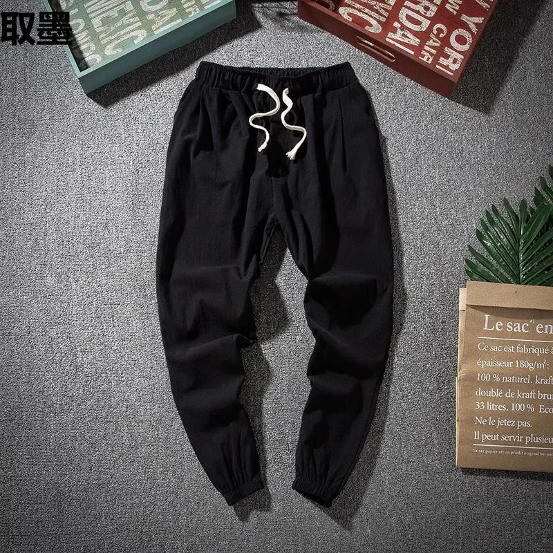 Spring Summer Thin Breathable Linen Pants Men Loose-Fit Straight-Leg Chinese Style Cotton Linen Pants Casual Linen Long Pants Pl 250402