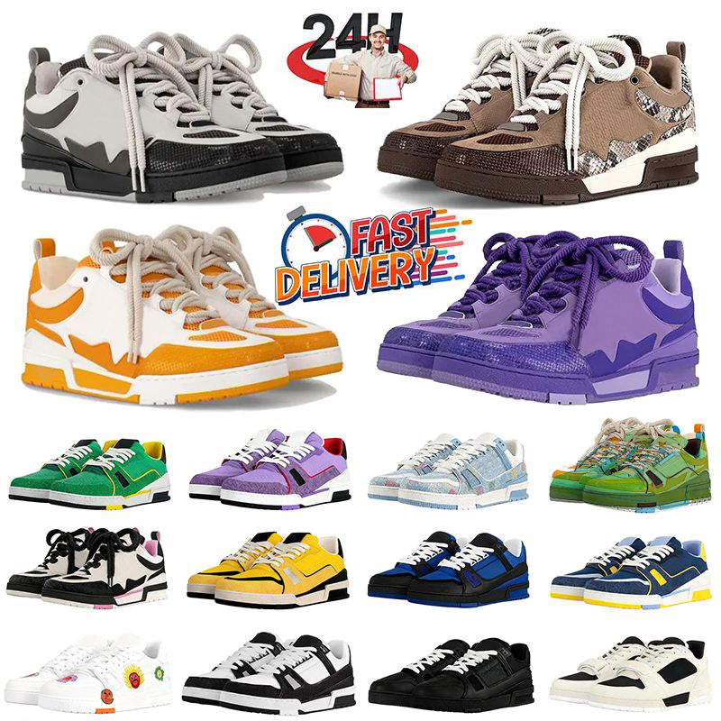 Luxury Designer Dress Skate Shoes for Men Women Yellow Black White canvas shoe Calfskin chaussure Skates Trainers Leather Zapato Sports Platfrom Sneaker Size 36-45