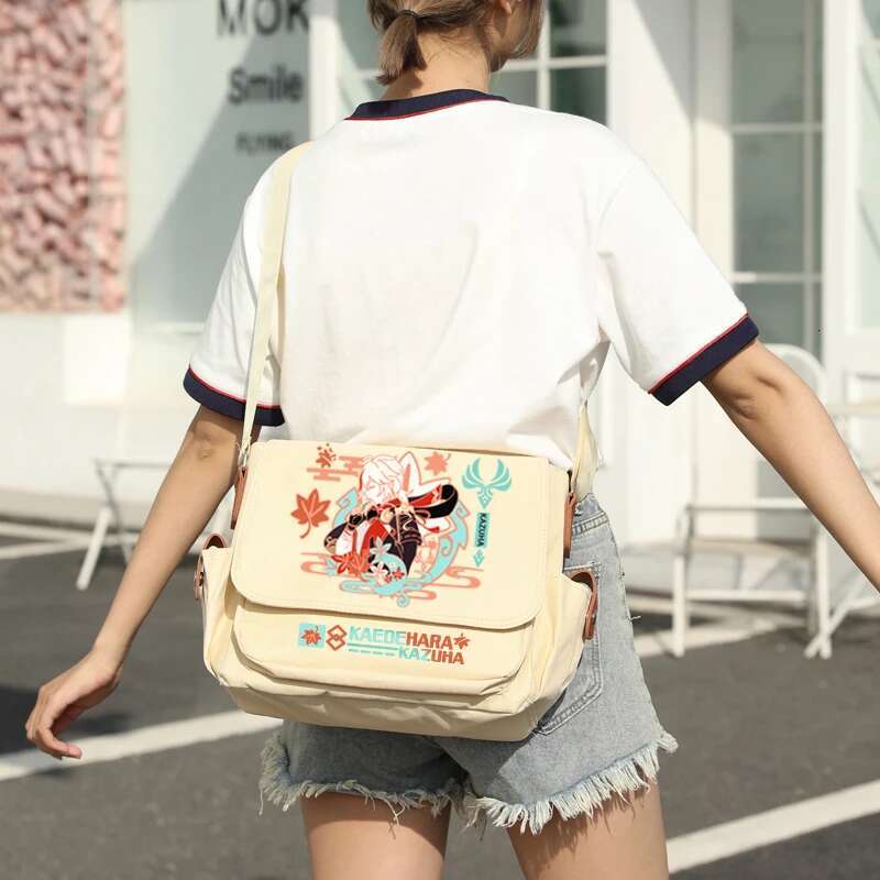Genshin Impact Anime Kazuha Zhong Li Handbag Shoulder Fashion Crossbody Messenger Student Bag Cartoon Travel Shopping Book