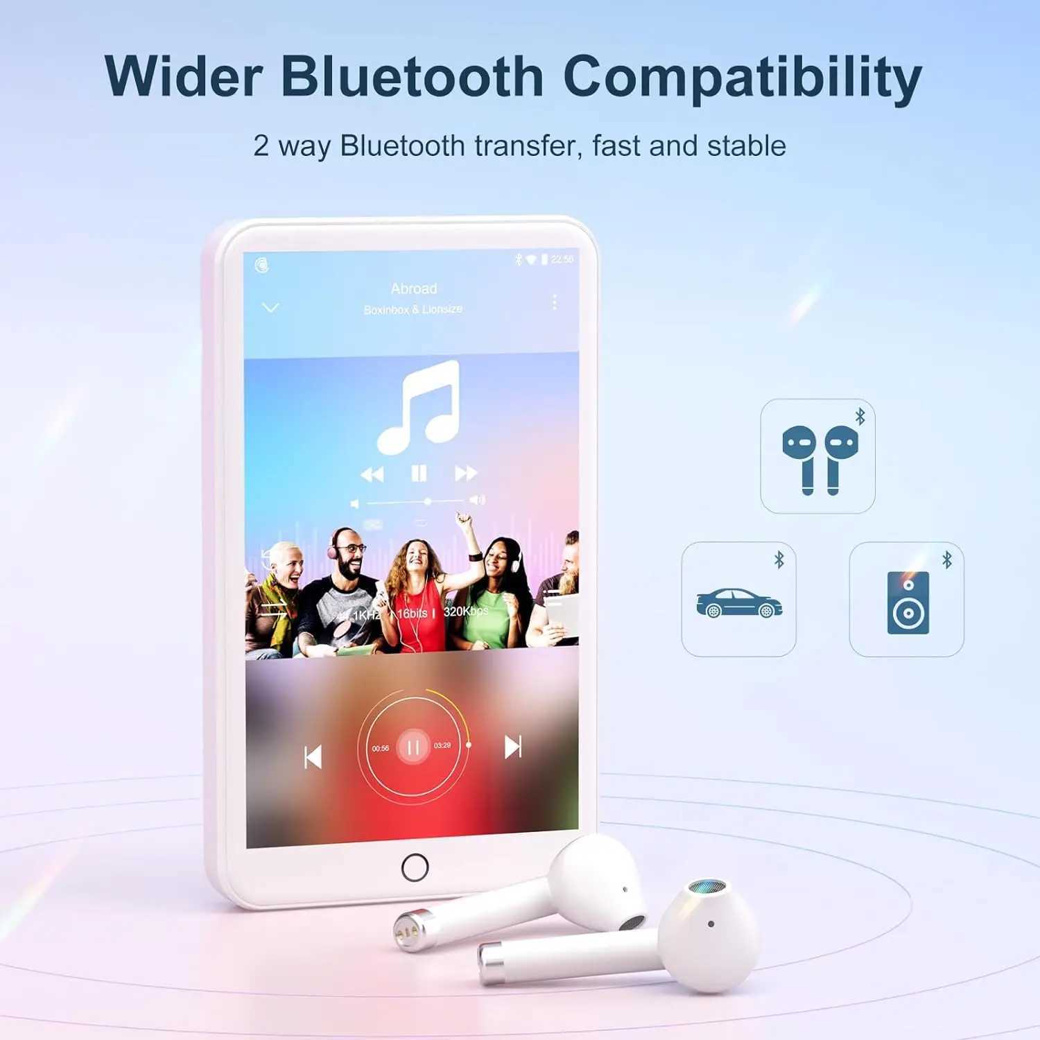 MECHEN MP3 player Android 9.0 with and WiFi MP3 MP4 player with Spotify Audible Pandora up to 512 GB (white) Z250403