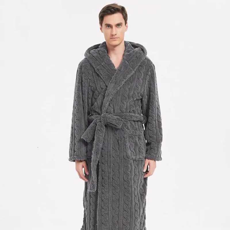 The New Fall and Winter Mens Warm Robe Pajamas Couple Robe Shu Cotton Velvet Jacquard Hooded Thickened Couple Robe Homewear C251104