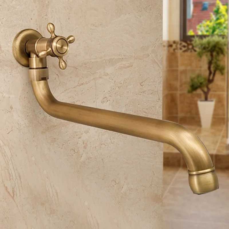 Antique Bronze Wall Mount Outdoor Mop Sink Faucet - Rotatable Spout Cold Water Kitchen Pool Utility Faucet Y251104