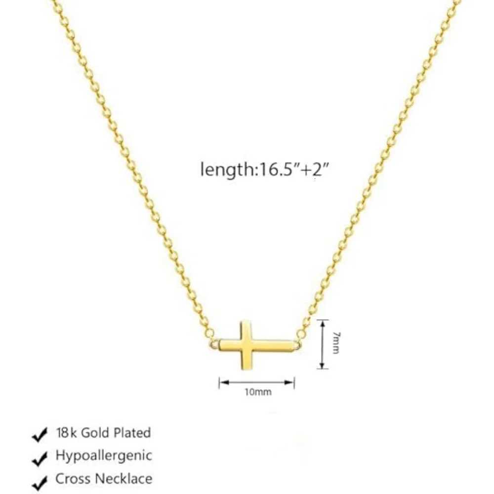 MEDFOLY Cross Necklace for Women 18K Gold Plated Dainty Tiny Sideways Cross Choker Necklace Adjustable Trendy Faith JewelryXJ251104