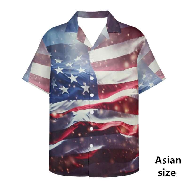 3D Printed America Flag For Men Clothes Fashion USA Shirts Women Hawaiian Beach Shirt Short Sleeve Street Oversize Tops