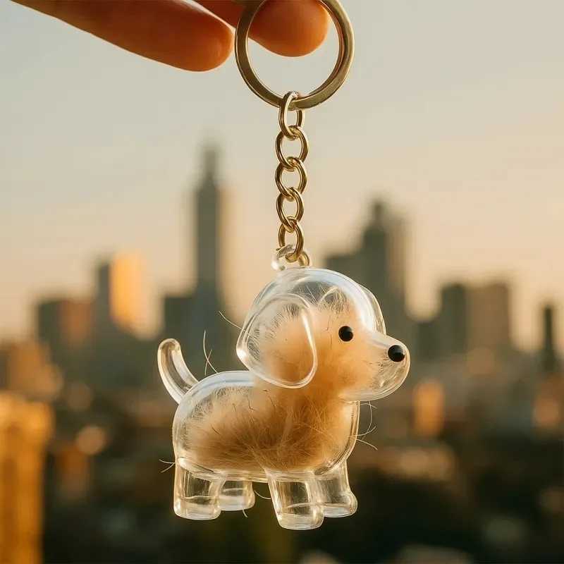 8styles Available Transparent Fur Storage Dog Keychain Adorable 3D Puppy Hair Box Keyring Creative Gift for Friend Bag AccessoryW251103