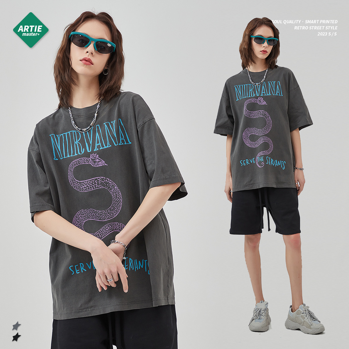 ARTIE Wear | 2025 Spring/Summer New Washed and Old Printed Short sleeved Men's T-shirt High Street Trendy Brand