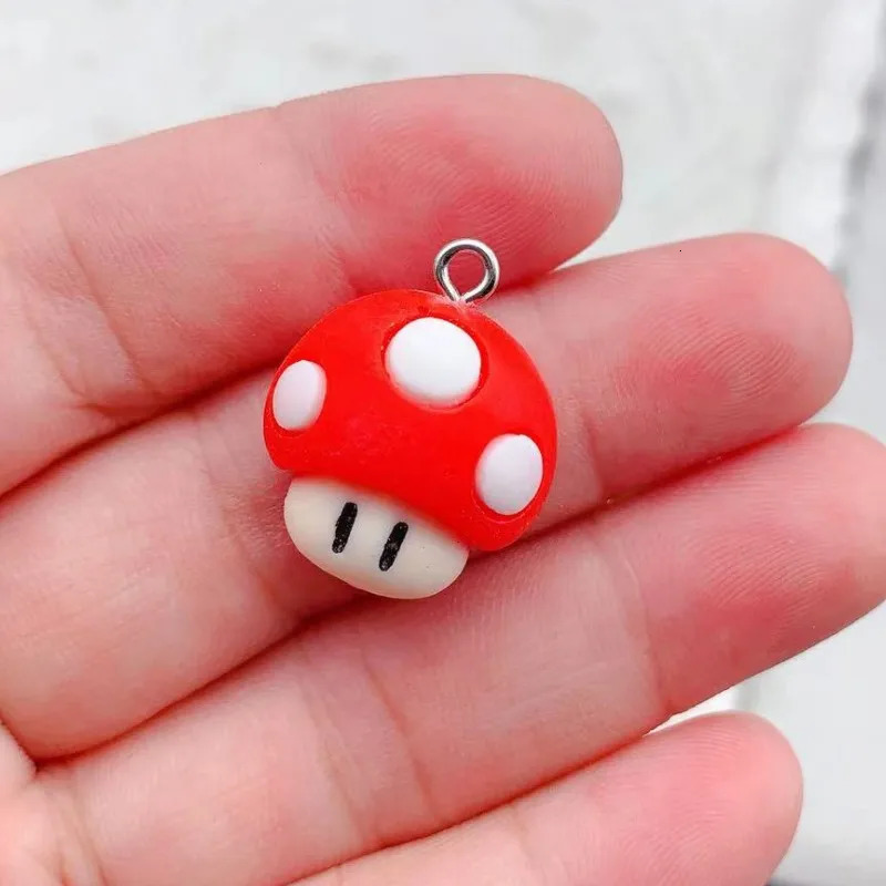 10 Fun Game Cartoon Mushroom Resin Charm Cute Flat Back Pendants for Earrings Bracelets Keychains DIY Jewelry Making 250325