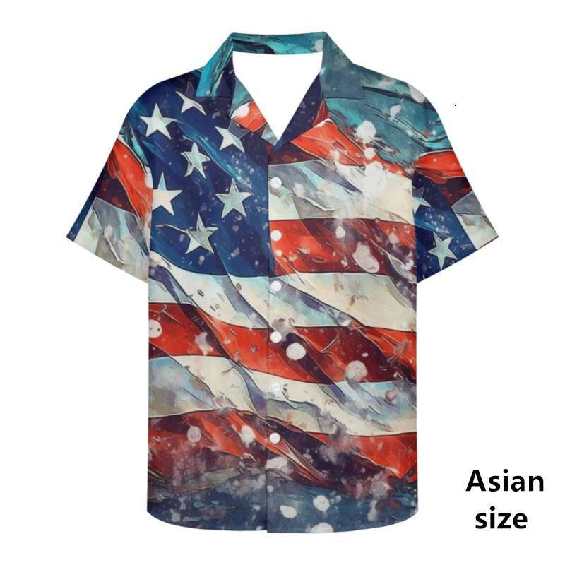 3D Printed America Flag For Men Clothes Fashion USA Shirts Women Hawaiian Beach Shirt Short Sleeve Street Oversize Tops