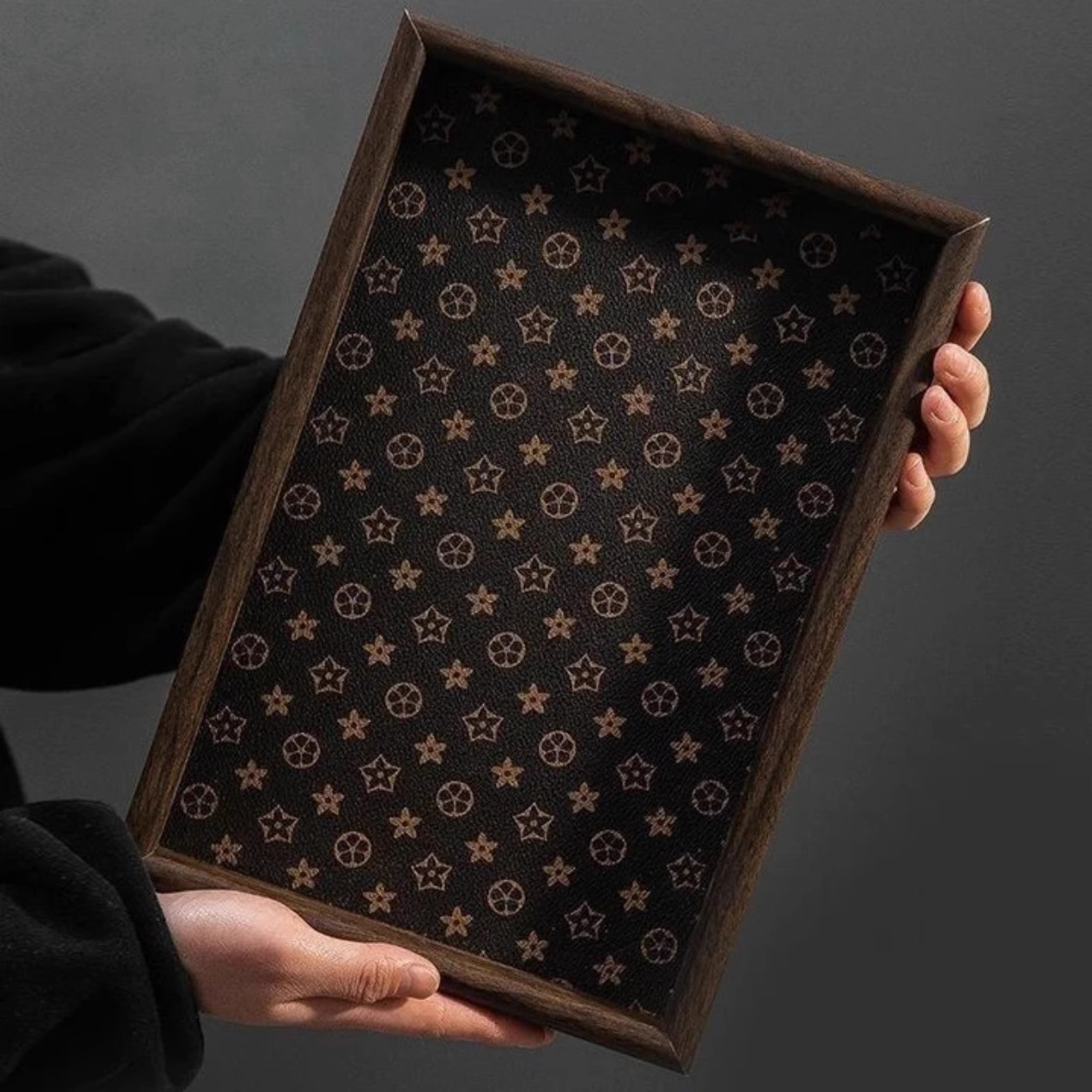 Designer High-Quality Walnut Wood Rectangle Trays for Jewelry Display & Tea Service